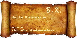 Balla Kolombina névjegykártya